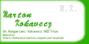 marton kokavecz business card